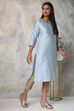 Sky Blue Cotton Silk Straight Yarndyed Kurta image number 2