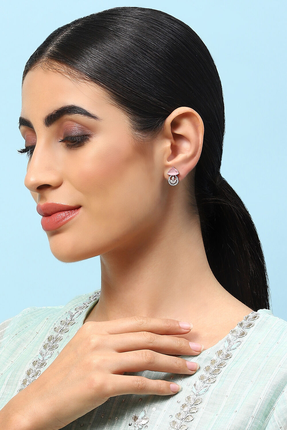 Light Pink Brass Earrings image number 3