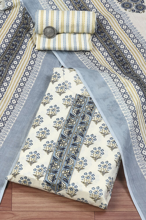 Pink Cotton Printed Unstitched Suit Set image number 0