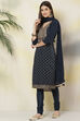 Mehandi Green Art Silk Straight Kurta Churidar Suit Set image number 5