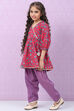 Pink Cotton Flared Printed Kurta Set