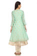 Coral Pink Front Open Cotton Kurta Churidar Suit Set image number 5