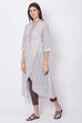 Off White Cotton A-Line Kurta Slim Pant Suit Set image number 3
