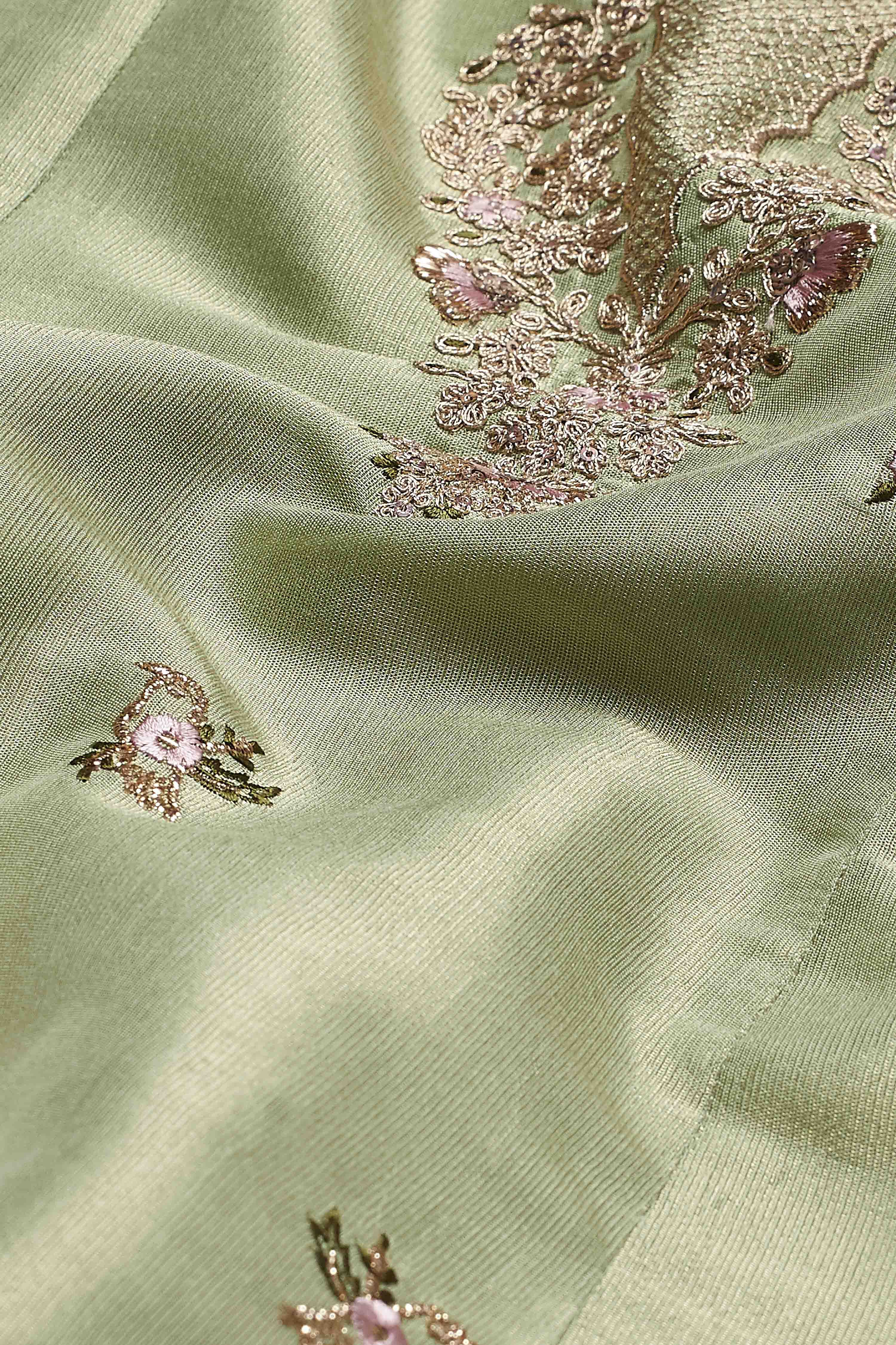 Green Cotton Floral Design Straight Kurta Set image number 3