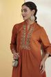 Rust Cotton Mirror Work Short Kurta Set image number 1