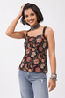 Black Cotton Floral Printed Straight Top image number 5