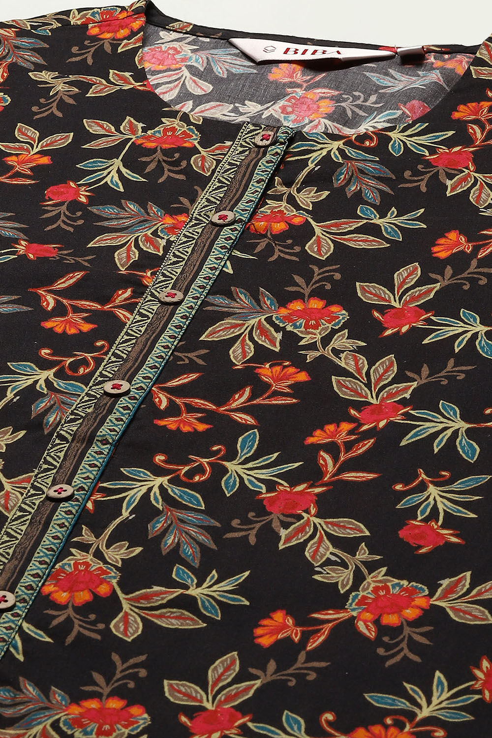 Black Cotton Blend Straight 2 Piece Set image number 1