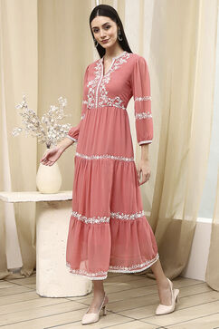 Light Pink Polyester Tiered Dress image number 2