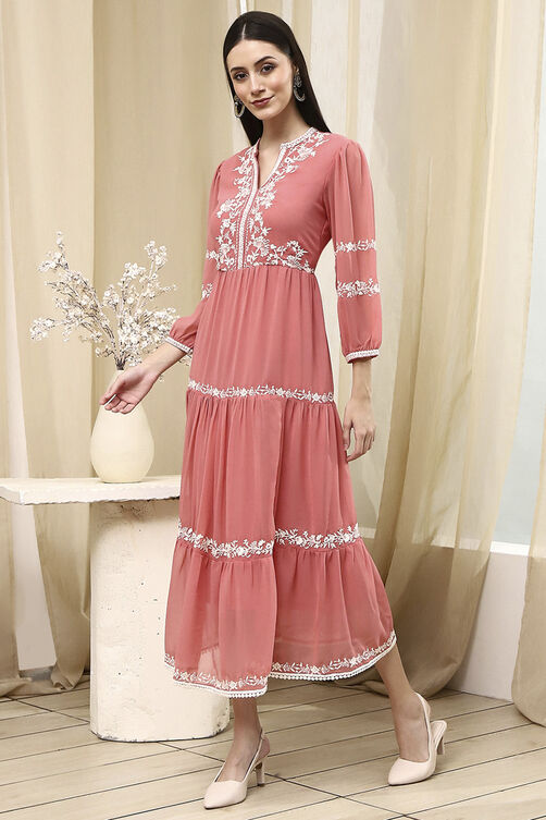 Light Pink Polyester Tiered Dress image number 2