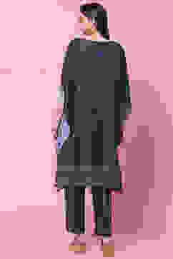 Indigo Art Silk Kaftan Set image number 4