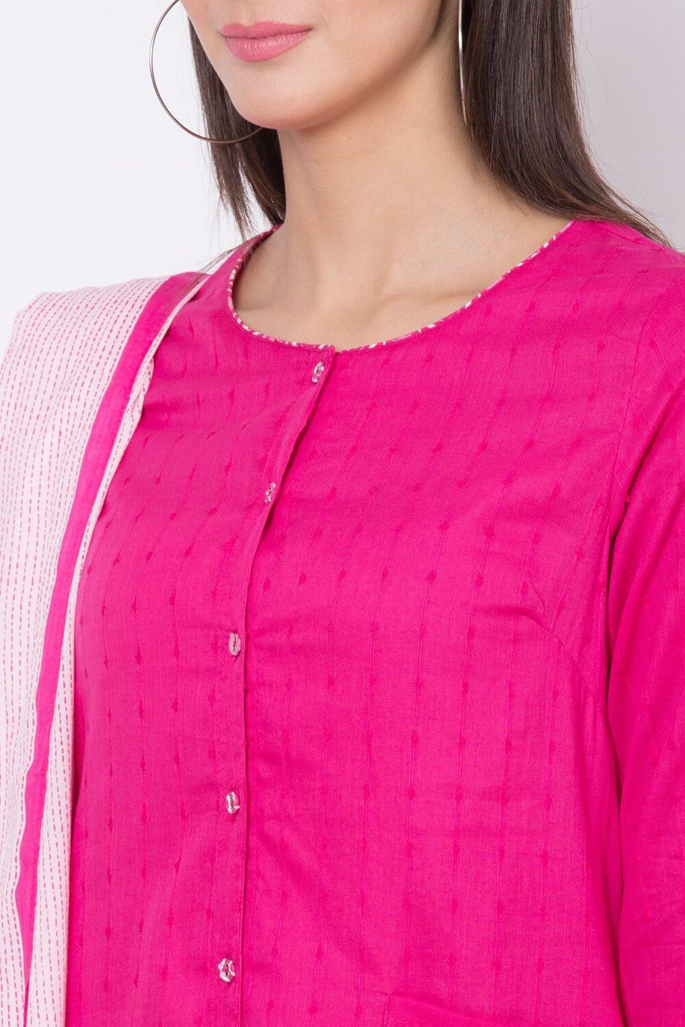 Fuschia Relaxed Kurta Palazzo Suit Set image number 1