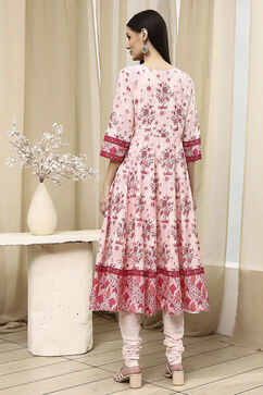 Light Pink Cotton Fitted Suit Set image number 4