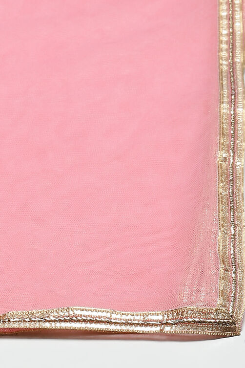 Pink Cotton Anarkali Kurta Churidar Suit Set image number 3