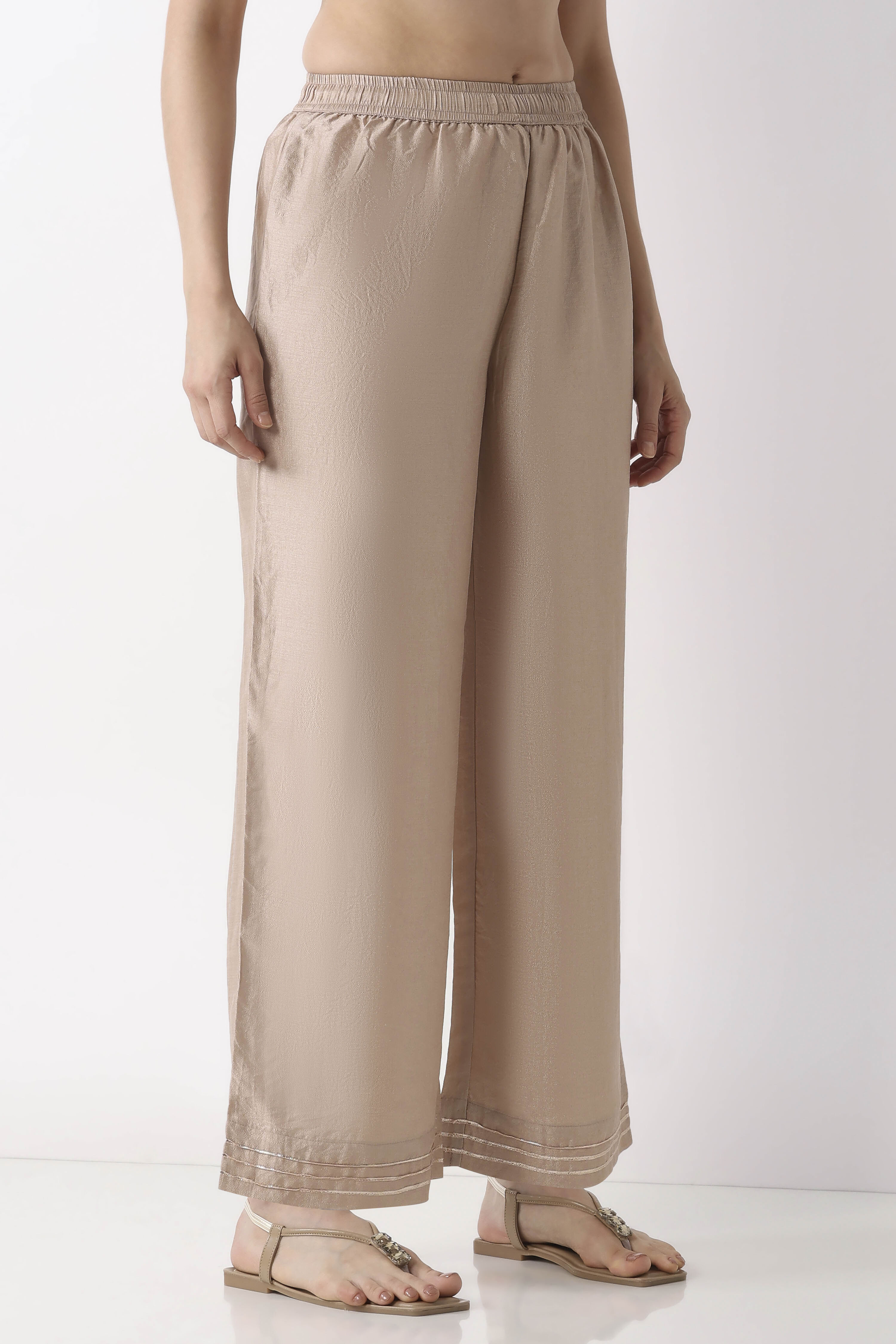 Metallics Art Silk Straight Palazzos image number 3