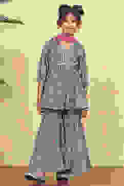 Green Polyester Printed Flared Sharara Suit Set image number 0