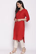 Blue Cotton Solid Kurti image number 2