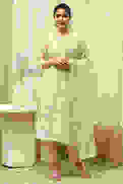 Lime Cotton Machine Embroidered Unstitched Suit Set image number 7