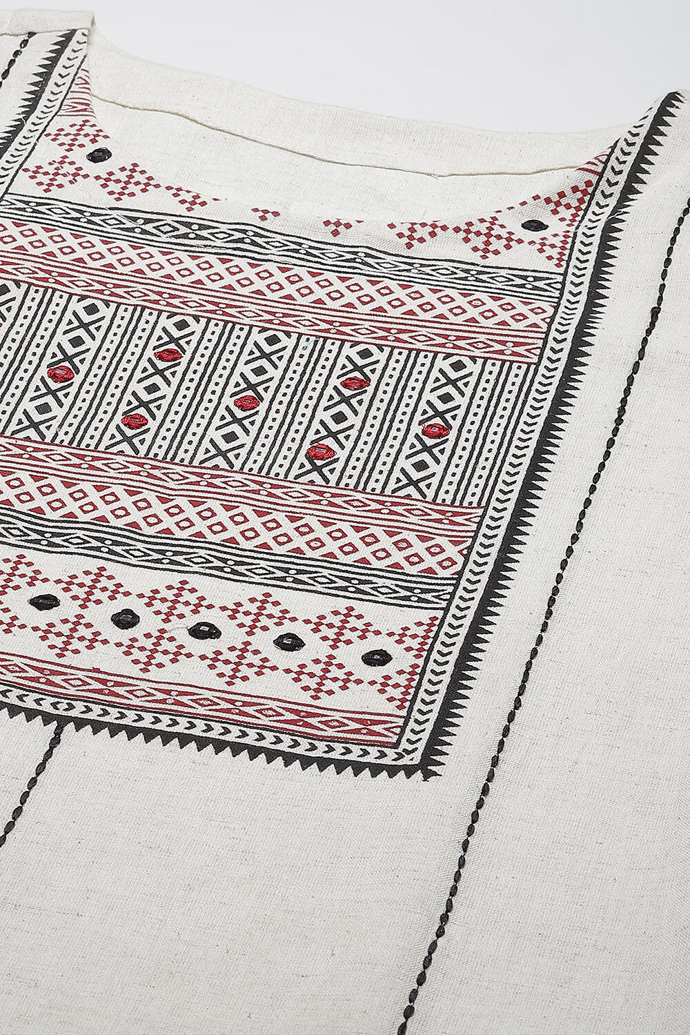 Black Flex Machine Embroidered Unstitched Suit Set image number 5