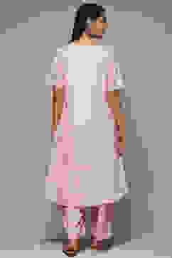 Beige Rayon Asymmetric Kurta Palazzo 2 Piece Set image number 4