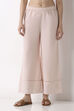 Light Pink Cotton Flared Palazzos image number 4
