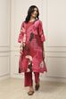 Maroon Cotton Abstract Printed Straight Suit Set image number 0