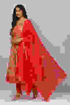 Fuchsia Cotton Anarkali Kurta Churidar Suit Set image number 5