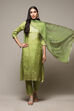 Orange Printed Viscose Straight Kurta Regular Pants Suit Set image number 1
