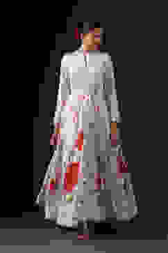 Rohit Bal Ivory Cotton Silk Anarkali Printed Suit Set image number 7