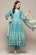 Indigo Cotton Anarkali Suit Set