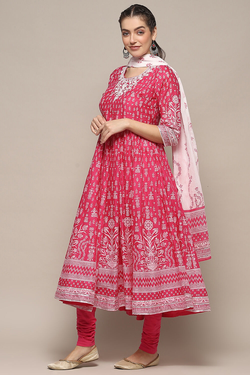 Blue Cotton A-Line Suit Set image number 4