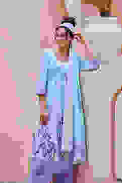 Aqua Blue Cotton Gathered Suit Set image number 0