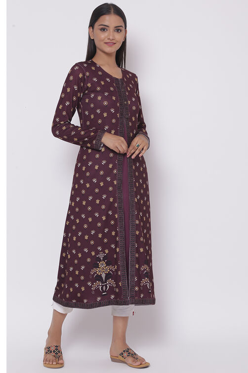 Olive Green Winter Yarndyed Kurta image number 0