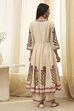 Beige Cotton Printed Anarkali Suit Set image number 4