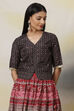 Black Straight Art Silk Printed Short Top image number 0