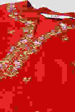 Red Daffodil Straight Yarndyed Kurta image number 1