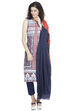 Navy Blue And Red Cotton Solid Dupatta image number 1