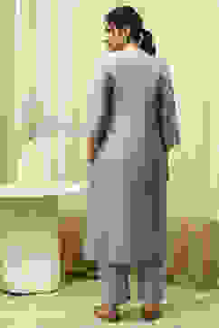 Teal Tissue Machine Embroidered Unstitched Suit Set image number 5