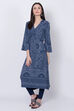 Black Poly Cotton Winter Yarndyed Kurta image number 3