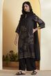 Black Viscose Blend Straight Suit Set image number 3
