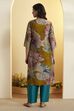 Berry Pink Poly Viscose Floral Straight Kurta image number 4