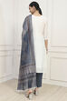 Off White Cotton Blend Schiffli Unstitched Suit Set image number 5