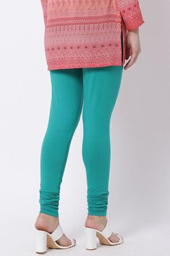 Green Cotton Lycra Churidar image number 4