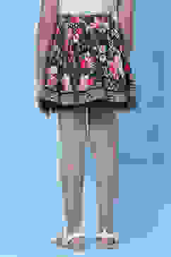 Black Rayon Flared Printed Skirt image number 4