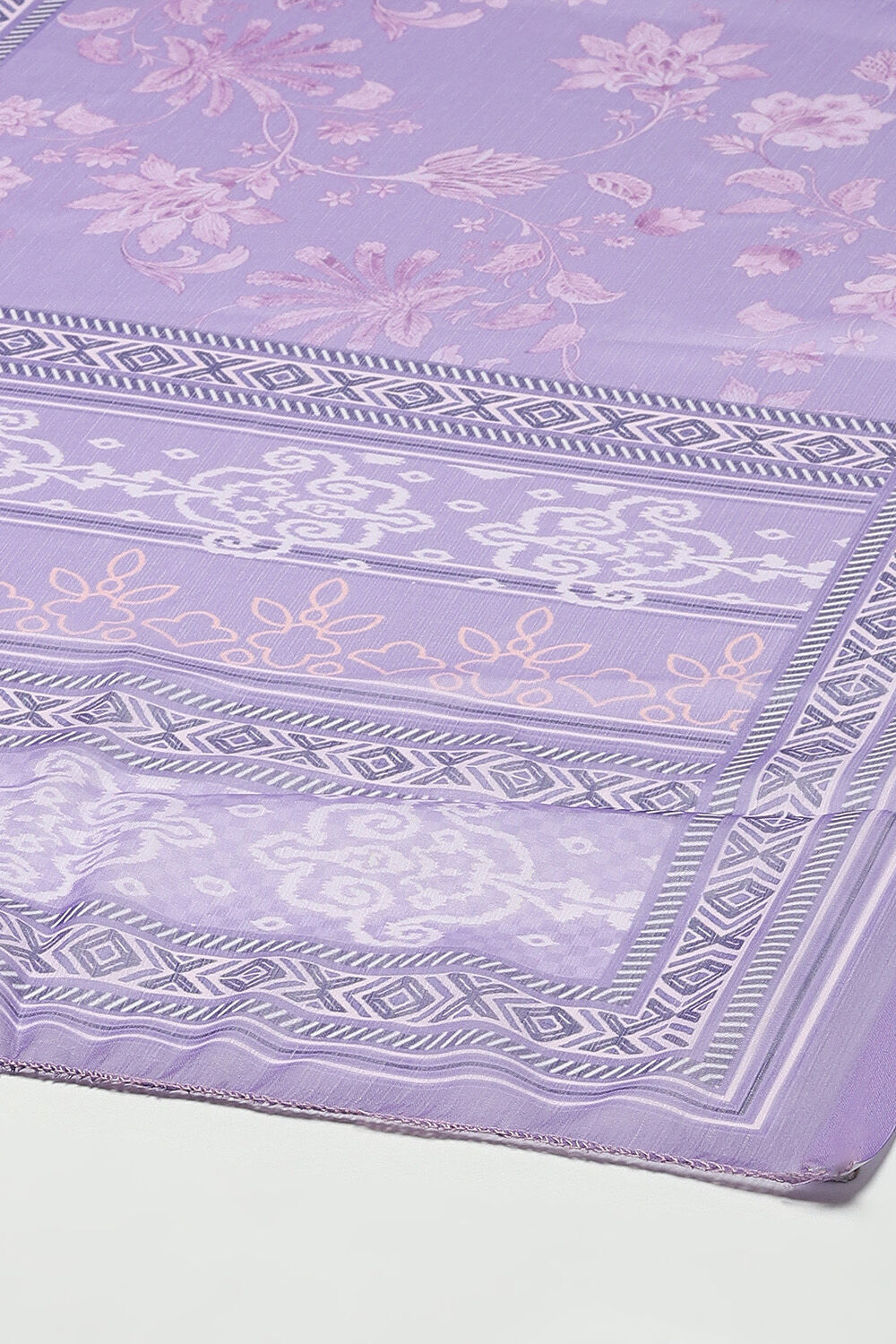 Lavendar Silk Blend Digital Print Unstitched Suit Set image number 4