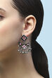 Black Oxidised Floral Hand-Painted Chandbalis image number 3
