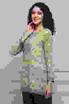 Green Art Silk Printed Straight Short Kurta image number 2