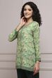 Green Art Silk Printed Straight Short Kurta image number 2