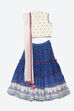 Off White And Blue Cotton Lehenga Set image number 2