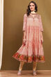 Ecru Cotton Printed Tiered Anarkali Suit Set image number 6