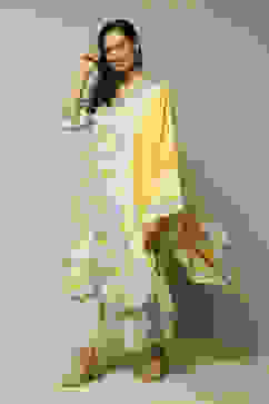 Yellow Cotton A-Line Kurta Palazzo Suit Set image number 0